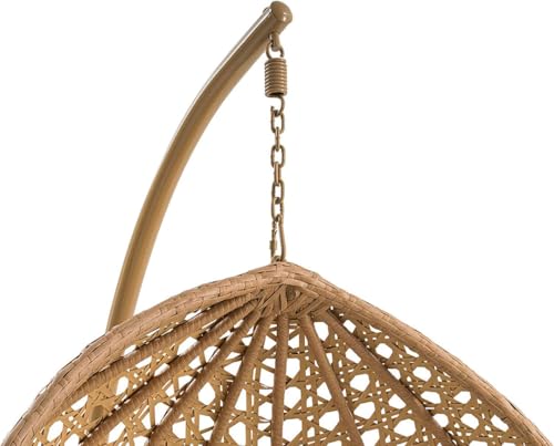 Image of Single Seater Swing Chair with Stand & Cushion Outdoor Indoor Balcony Garden Patio, Powder Coated Frame, UV-Protected Wicker, Premium Cushion, Swing Chair (Honey:: Honey)