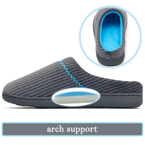 Image of House Slippers for Women with Arch Support | Memory Foam Non-Slip, Two Tone Embroidered Soft Home Slippers, All Season Comfort