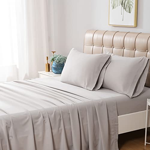 Greeneasy Full Size Sheet Sets, 4 Pieces Hotel Luxury Sheets Full Size Bed - Breathable & Cooling Full Size Sheets - Deep Pocket Bed Sheets Full - Bedding Sheets & Pillowcases - Gray/Full / 4-Piece #TOP4