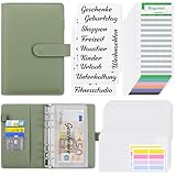 KONVINIT Budget Planner Deutsch,A6 Budget Binder mit Geldumschläge und Budget Blätter,Finanzplaner Umschlagmethode für Sinking Funds Geld Sparen,Bugetplaner Startset,Grün
