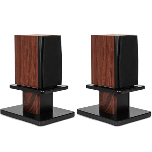 OUUTMEE Lot de 2 Pieds D'Enceintes en Bois, Supports de Haut-parleurs Robustes pour Enceintes de Bibliothèque et Satellites, Support D'enceinte de Sol Jusqu'à 50KG...