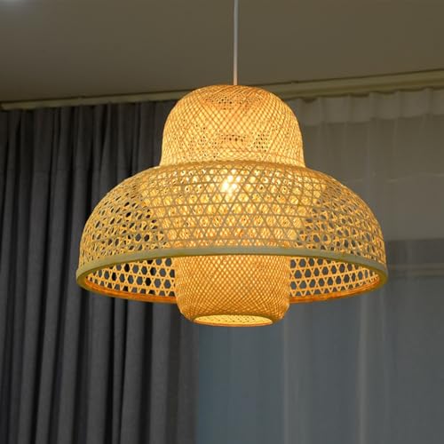 Lustre E27 ajustable en rotin pour éliminer la lumière agressive du salon