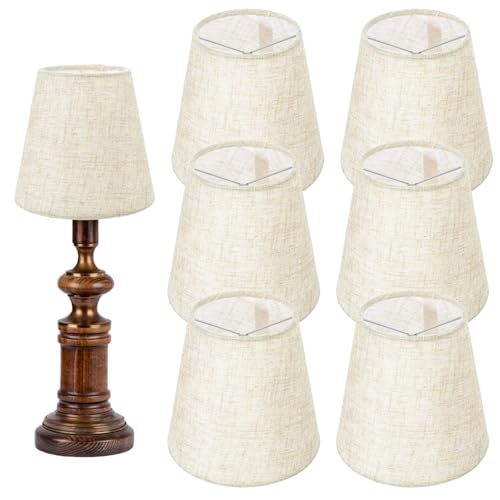 Giantree 5.51 x 5.12 x 3.54inches Chandelier Lamp Shades, 6 Pack Linen Mini Lamp Shade Clip on Bulb Lampshades for Table Wall Lamps Replacement