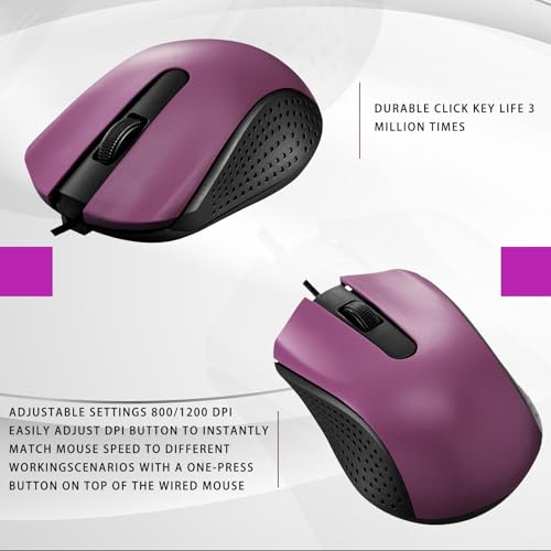 Mouse con cable USB para estudiantes: lote de 30 unidades de color morado 3
