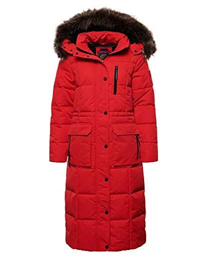 Superdry Mujer Abrigo Largo de Pelo sintético Everest Rojo Alto Riesgo 36 | Ya disponible en tu tienda friki favorita! En mundofriki.es!