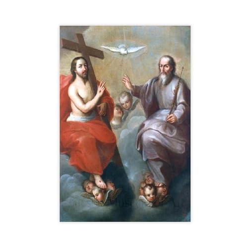 Impression sur toile The Holy Trinity par Miguel Cabrera, art mural de 30x40 cm