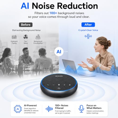 Image of Conference Speakerphone, 3 AI Mics 360 Voice Pickup, AI Noise Reduction