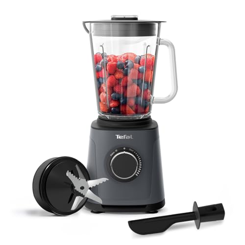 Tefal PerfectMix High-Speed Blender, 1200W, 2L Glass Jug, Powelix Technology, Removable Blades, Ideal for Smoothies, Soups, Sauces & Dips, Grey, BL771BG0