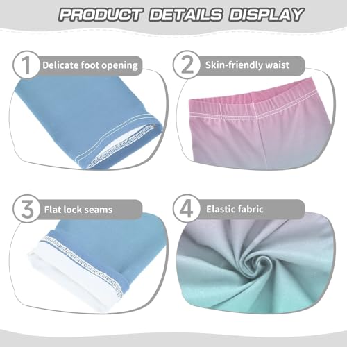 DOMIKING Blue Pink Gradient Girl's Leggings Pants Kids' Yoga Pants Stretchy Active Tights 4 Years3
