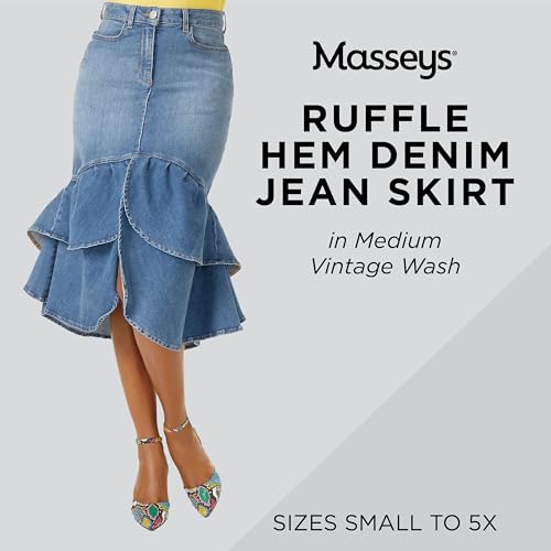 Masseys Women's Ruffle Hem Denim Jean Skirt2