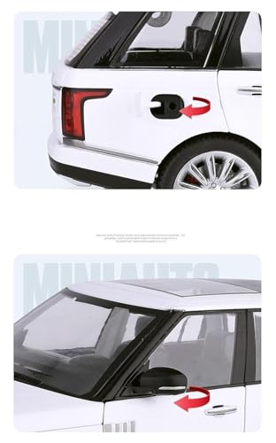 Image of Model Car Exclusive Alloy Metal Pull Back Die-cast Car Metal Pullback Toy car with Openable Doors & Light Music Best Gifts Toys Kids (1:18 Scale Range Rover SUV - White)