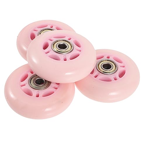 Kisangel 4pcs Roller Skate Wheels Set 70mm Pu Smooth Stable Replacement Wheels for Skating Shoes Pink