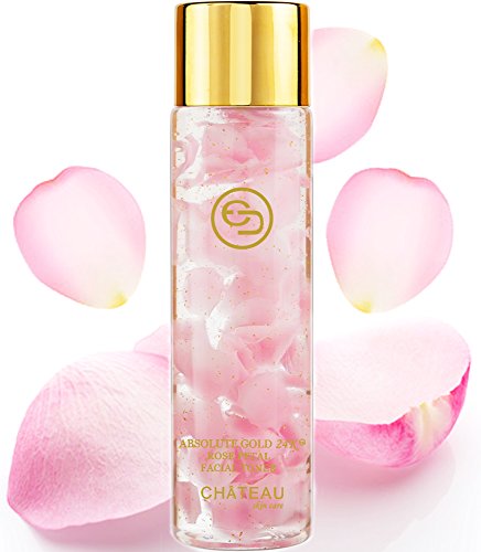 Absolute Gold 24K ROSE PETAL FACIAL TONER - 24 KARAT GOLD/COLLAGEN. For all skin types. 3.33 Fl.oz - 100 ml. (FRAGRANCE FREE, CRUELTY FREE, PARABEN FREE, PETROLEUM FREE.)