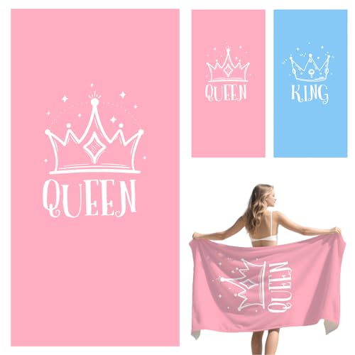 LXTOPN Toalla de playa de microfibra, 180 x 90 cm, toalla de baño grande para hombres y mujeres, toalla de playa de secado rápido para parejas (corona rosa)