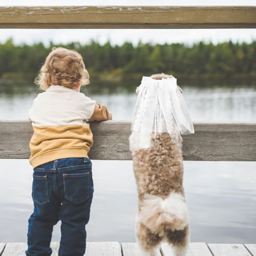 Generisch Haustier Hochzeitsschleier Mit Eleganter Schleife 21X21X7Cm Kopfschmuck Für Hunde Und Katzen Hochzeitskostüm Party Haustier-Brautschleier
