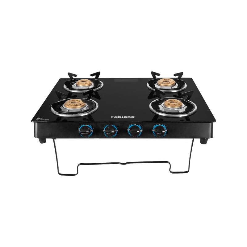 Fabiano 4 Burner Gas Stove Comfy Smart With Cast Iron & Manual Ignition ISI Certified, LPG To PNG Convertible Glass Manual Gas Stove-image-6