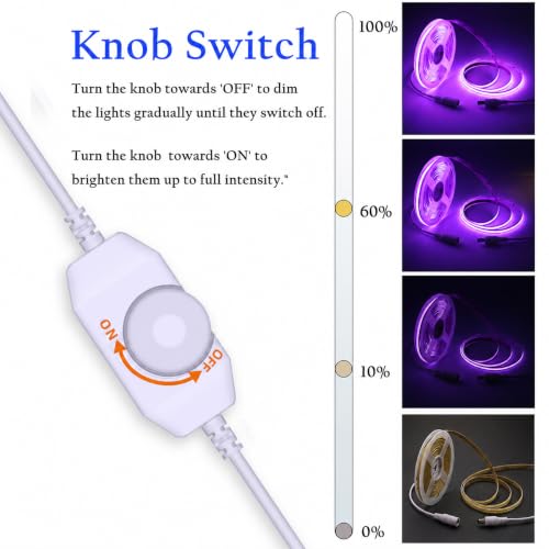 Image of LED Strip Lights 24V COB Purple Dimmable LED Lighting16.4ft (Kit) | Super Bright, Dotless High Density 7.2W /m, 8mm Width Cuttable Flexible, Home DIY Commercial Decoration