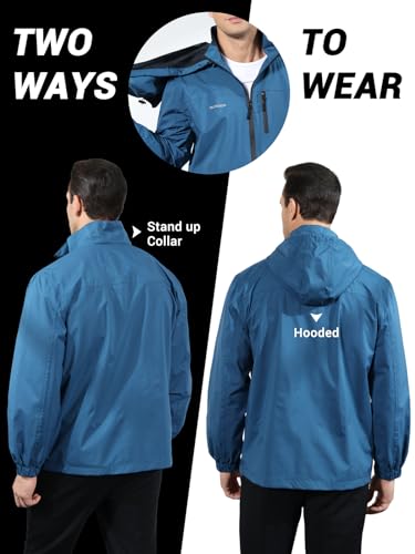 Men's Classic Windbreaker Jacket Lightweight All-Sport Waterproof Hiking Coat Detachable Hooded Windbreakers for Men3
