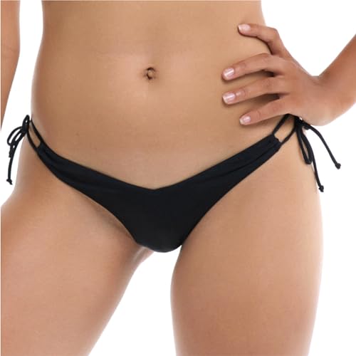 EIDON Women's Standard Leah High Cut V-Front Tie Side Cheeky Bikini Bottom Swimsuit