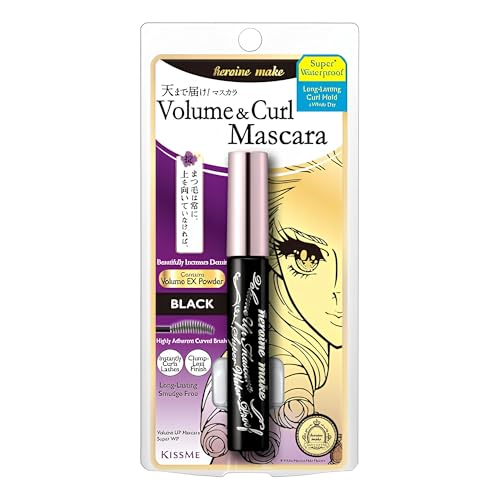 Heroine Make by KissMe Volume & Curl Mascara Black | Waterproof, Volumizing & Lengthening Mascara for Thick, Defined Lashes | Smudge-Proof, Curling Formula | Made in Japan