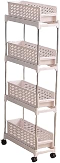 キッチンワゴン 収納カート 収納ラック 幅18cm 二段/三段/四段 引き出し式 スライド式 スリム 省スペース キャスター付き 組立簡単 台所 洗面所 軽量