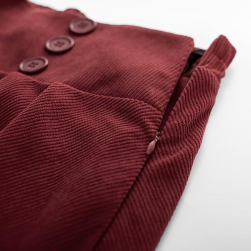 Image of Belle Poque Corduroy Skirt for Women A-Line Flared Swing Skirt Midi High Waist Skirts