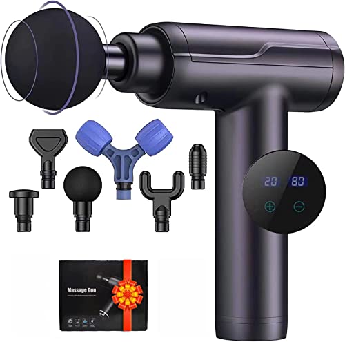Rexin Scisfuture Massage Gun - Deep Tissue Percussion Massage with 6 Heads, 20 Speeds for Athletes, Relieves Sore Muscles