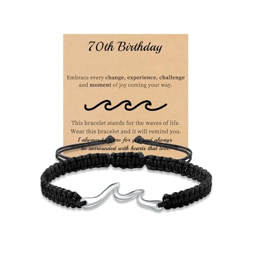 70th Birthday Gifts for Women Men Meaningful 70th Birthday Gifts Wave Bracelet for Women Birthday Braided Bracelets 70th Birthday Ideas