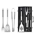 MaGiLL Premium 3 Pieces BBQ Grill Cooking Utensils Tool Kit with Light Stainless Steel Barbecue Tools with Free Portable Case - Perfect BBQ Tools kit for Picnics and Outdoor Act