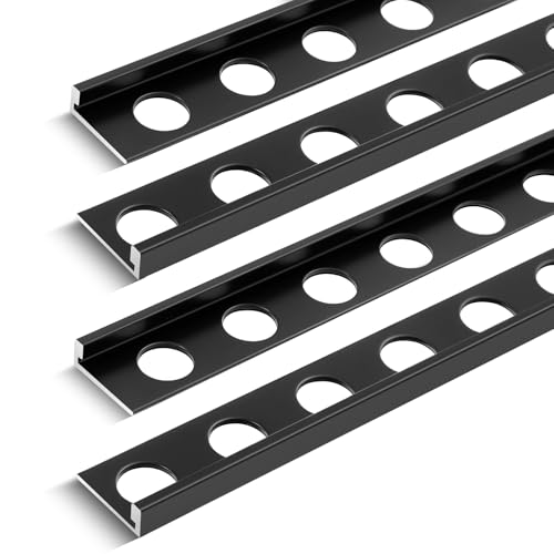 Blulu 4 Pcs Aluminum L-Shaped Tile Edging Trim 49-1/4 in. Metal Tile Edging Trim Wall Corner Guard...
