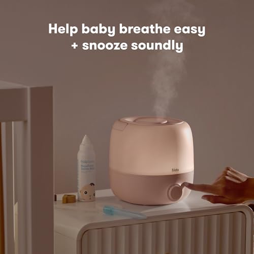 Image of Frida Baby 3-in-1 Cool Mist Humidifier for Large Rooms, Top Fill Humidifier for Bedroom, Allergy Relief, 60 Hour Runtime + Nightlight, Auto Shut-Off, Quiet, Carry Handle, Essential Oil Diffuser