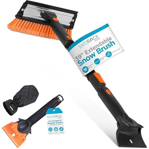 Snow MOOver 39" Extendable Snow Brush & Ice Scraper with Glove | 11" Wide Squeegee & Bristle Head | Lightweight Aluminum Body with Ergonomic Grip | No Scratch Winter Cleaning Tool for Cars & SUVs Cover