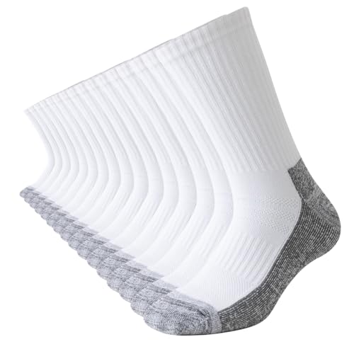JOYNÉE 8 Pair Mens Thick Cushioned Athletic Crew Socks Breathable Moisture Wicking Work Running Socks for Men Size 9-12/12-15