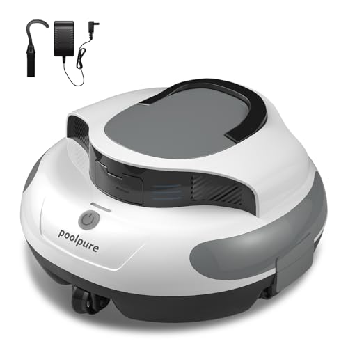 POOLPURE Akku Poolroboter 2026 Kabelloser Poolsauger mit 100 Min Laufzeit Automatischer Poolreiniger für Flache Aufstellbecken bis 90m Dual Hall-Sensoren 5000mAh IPX8