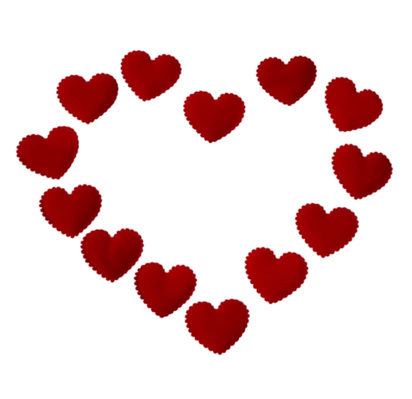 Elina 50 Pieces Heart Shape Fabric Patches Embroidery Applique Decoration for Clothes Accessory, Throwing Petals, Birthday, Hair, Arts and Craft, DIY Décor (Red Color)(3.5 cm)