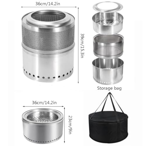 Incinérateur d'extérieur portable en acier inoxydable pour le camping, la cour, le jardin, les poêles chauffants, foyers, utilisation en intérieur/extérieur, idéal pour l'élimination des déchets de