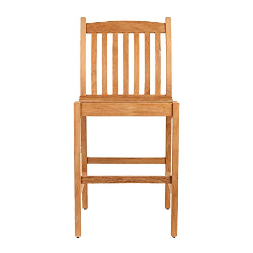 Amazonia Boma 1-Piece Outdoor Barstool | Certified Teak | Ideal For Patio And Indoors, 21Lx23Wx46H, Light Brown #TOP1