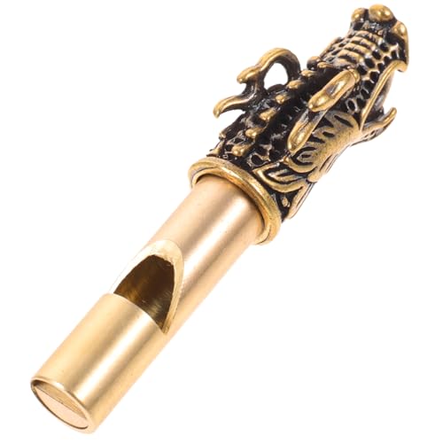 LAPYAPPE 真鍮製ドラゴンヘッド緊急ホイッスル キーホルダー付き 耐錆登山用防災笛 大音量で遠距離対応 ハイキングやアウトドアスポーツ向