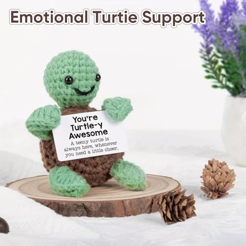 Schildkröte Kuscheltier Positive Geschenke,Turtle Gifts Emotional Support Geschenk Deko Gestrickte Mini Emotionale Unterstützung Schildkröten Gehäkelte Kuscheltiere Geburtstag für Frauen Geschwister