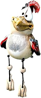 Garden Chicken Decorative Ornament, Ceramic Hen Garden Pendant, Resin Chick Crafts, Handmade Statue Crafts, Suitable for Garden, Balcony, Farm (Red)