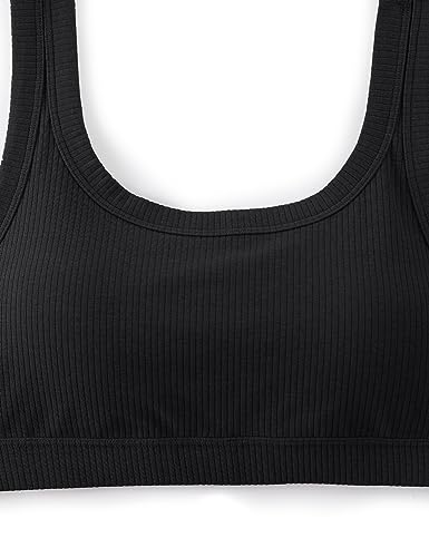 Crz Yoga Ribbed Sports Bras For Women - U Back Wireless Medium Impact Sports Bra Padded Yoga Workout Bra Black Medium thumb #5