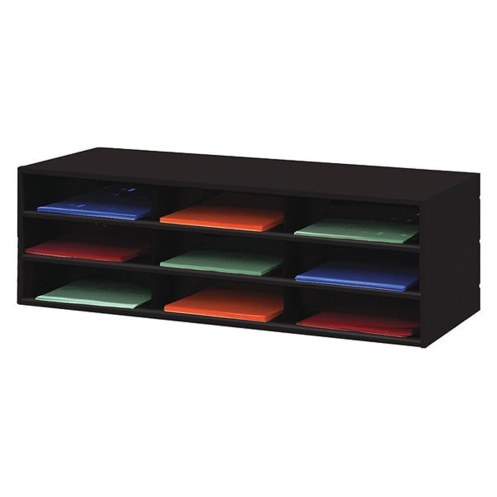 Black Cold Rolled Steel Horizontal Literature Storage Rack by Durham – 33-3/4" Width x 10-13/16" Height x 11-5/8" Depth, Alloy Steel, Black, Model 431-08