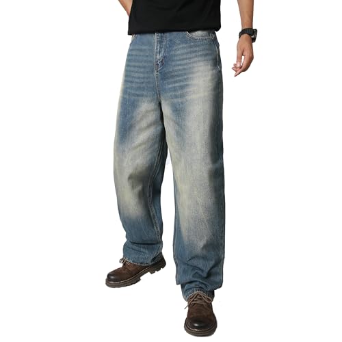 OIIIO Men's Wide Leg Baggy Casual Jean3