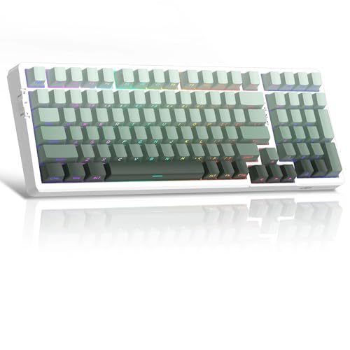 MageGee LIGHT100 Wireless Creamy Keyboard, 96% Gasket Hot Swappable Mechanical Keyboard, 2.4G/USB-C/BT5.0 RGB Backlit Gaming Keyboard for Win/Mac/PC, 8000mAh Battery, Side Printed PBT Keycaps, Green