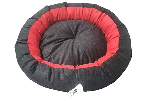 Image of Medium Size Dog Bed for Medium Size Dogs, Puppies, Kitten and cat Bed Velvet Fabric Dual Color Red-Black Anti Skid Bottom Washable Export Quality Pet Bed