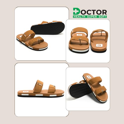 Image of DOCTOR HEALTH SUPER SOFT Men's Casual Slippers with Soft Cushioned Sole, Double Strap with Toe Loop Design, Lightweight Anti-Slip Everyday Wear Slippers for Home and Outdoor Use