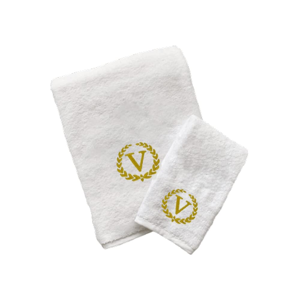 Sponsored Ad – Embroidered For You (White) Luxury Monogrammed Towels (Set of 1 Hand & 1 Bath Towel) 100% Cotton,Highly Absorbent and Quick dry,Classic Hotel and Spa Quality Bath Linen -600 Gsm (Golden Letter V)