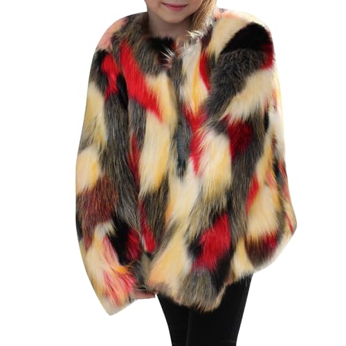 Kids Girls Faux 𝗙𝘂r Jacket Long Sleeve Crewneck Open Front Thick Coat Winter Shaggy Windproof Warm Outwear2