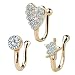 Micropromo Rhinestone non Pierced Nose Open Hoop Ring Clip on Piercing Rings Body Jewelry 3pcs a set