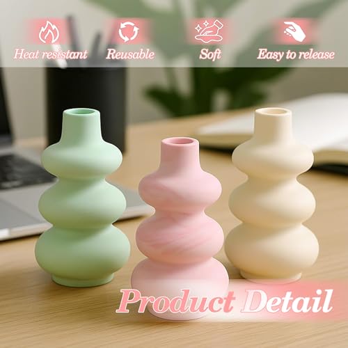 YeahBoom 3 Stück Vase Silikonform,4 Vase+1 Paletten,DIY Vases Resin Formen,Blumenvase Silikonformen,Handgefertigte Silikonform,Epoxidharz Formen Moulds,Zur Herstellung von Vasen